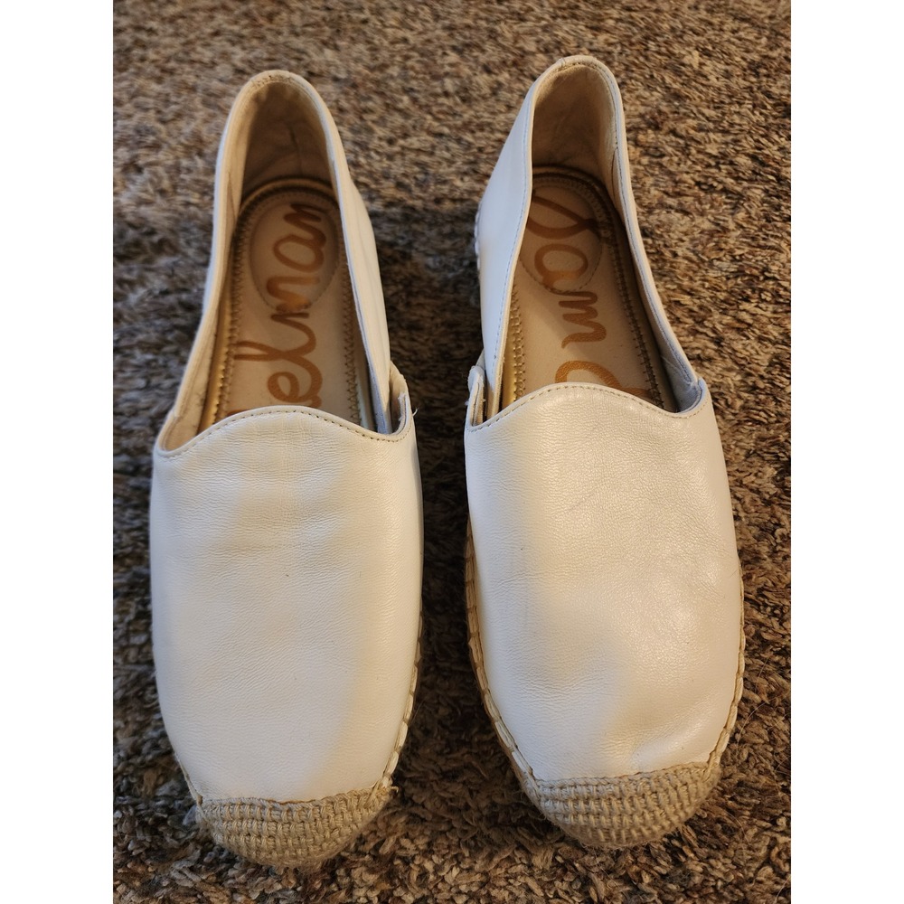 Sam Edelman Kesia White Leather Espadrille Slip On Flats Womens 8M EUR 38